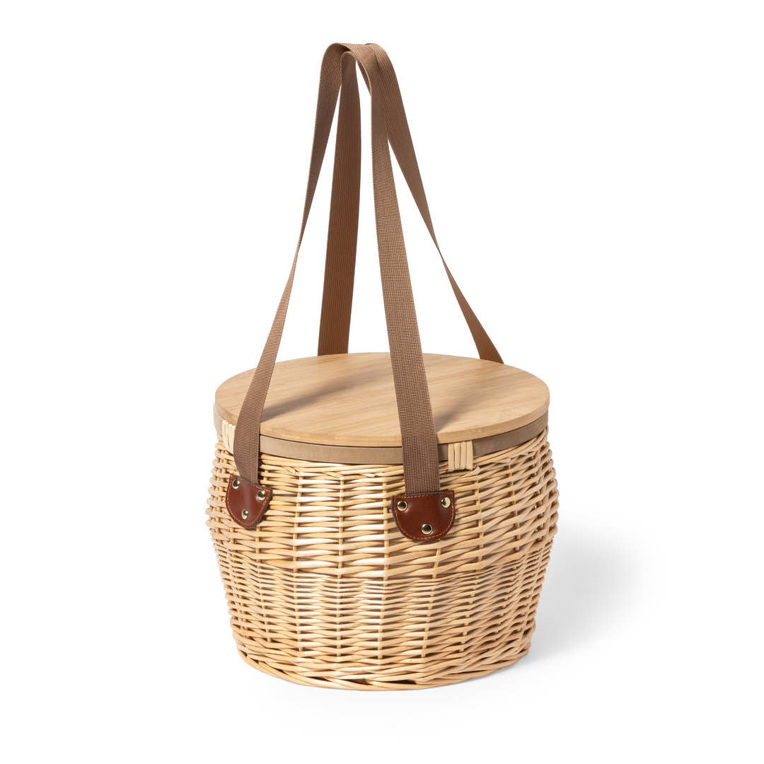Retro wicker picnic cooler basket