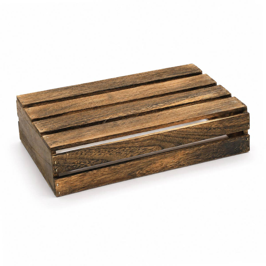 Dark Wooden Crate - Display Riser - Wooden Hamper 35 x 23cm