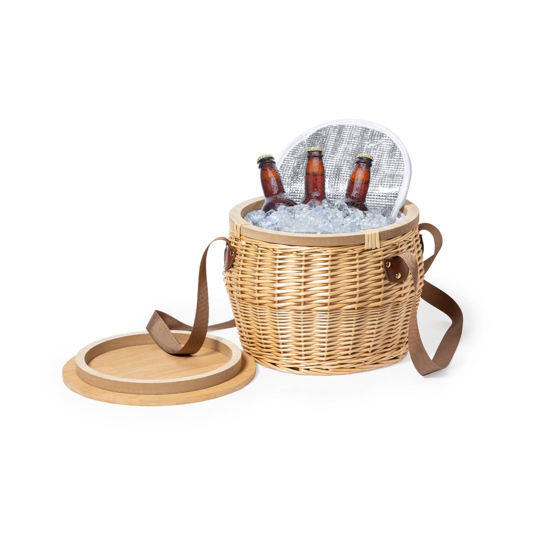 Retro wicker picnic cooler basket