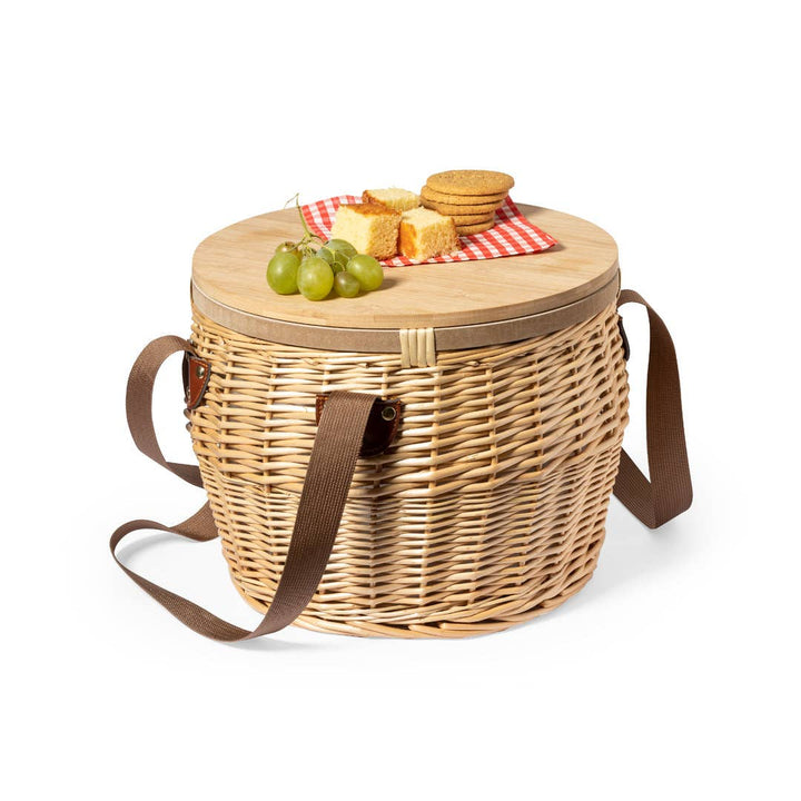 Retro wicker picnic cooler basket