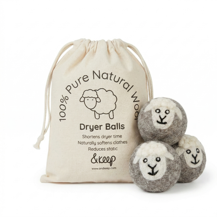 Sheep Wool Dryer Balls - Set of 3 & Storage Bag