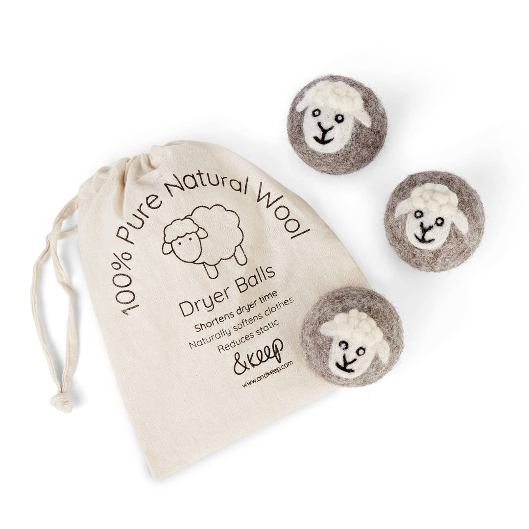 Sheep Wool Dryer Balls - Set of 3 & Storage Bag